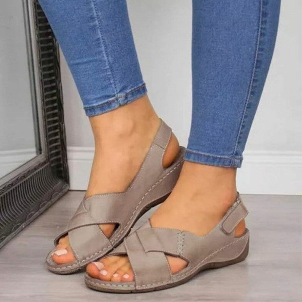 Womens Retro Casual PU Sandals for Stylish Comfort