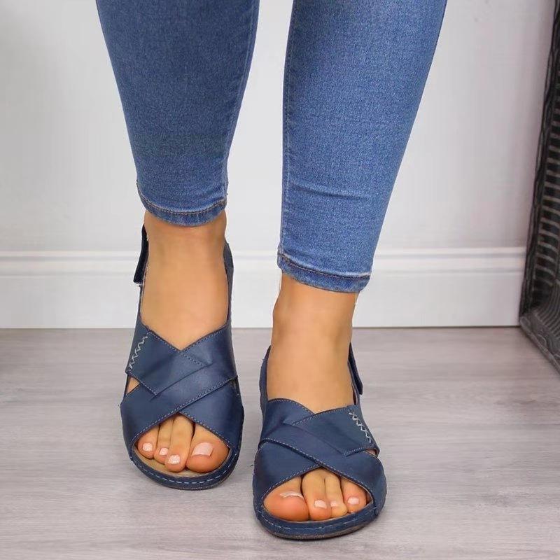 Womens Retro Casual PU Sandals for Stylish Comfort