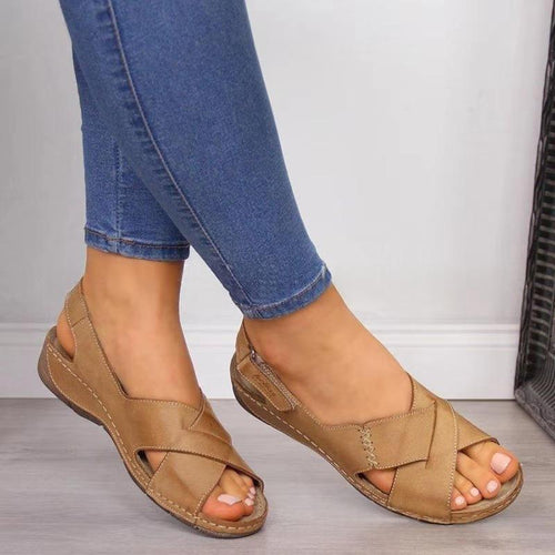 Womens Retro Casual PU Sandals for Stylish Comfort