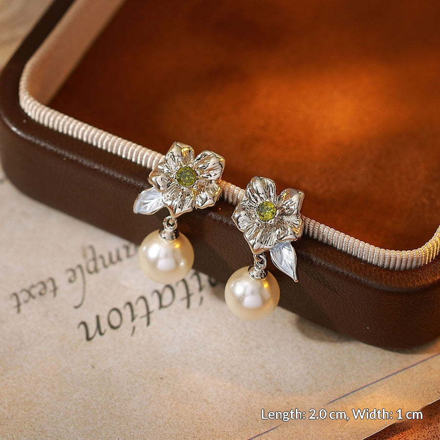Stylish Olive Green Zircon Stud Earrings for Women