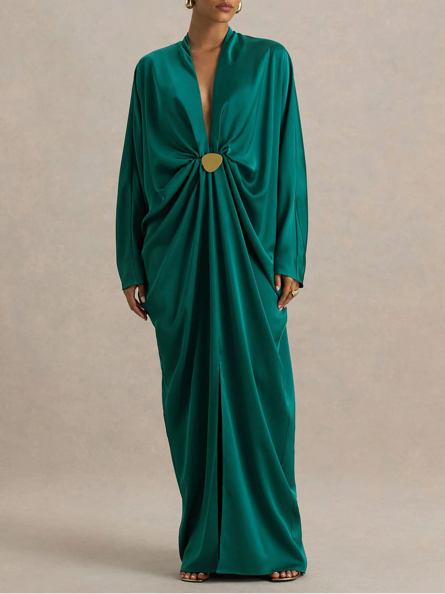Womens New Long-sleeve Relaxed-fit Elegant Dress