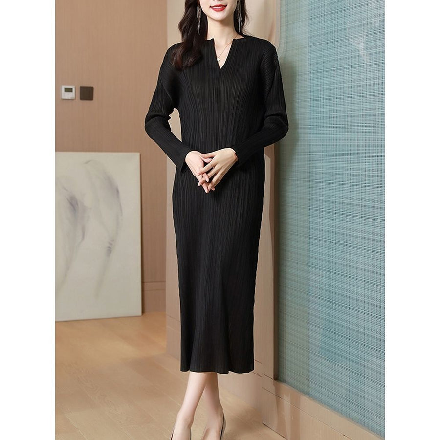 Fashionable Slim-fit Pleated Dress for Women - Trendy Style
