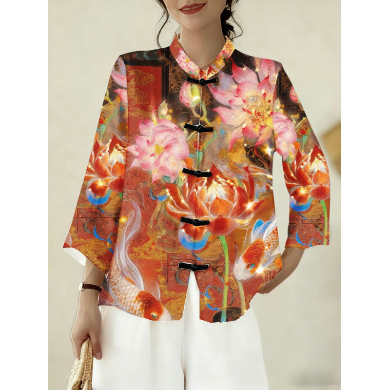 Chinese-style Tang Suit Women's 3D Digital-print Tank Top