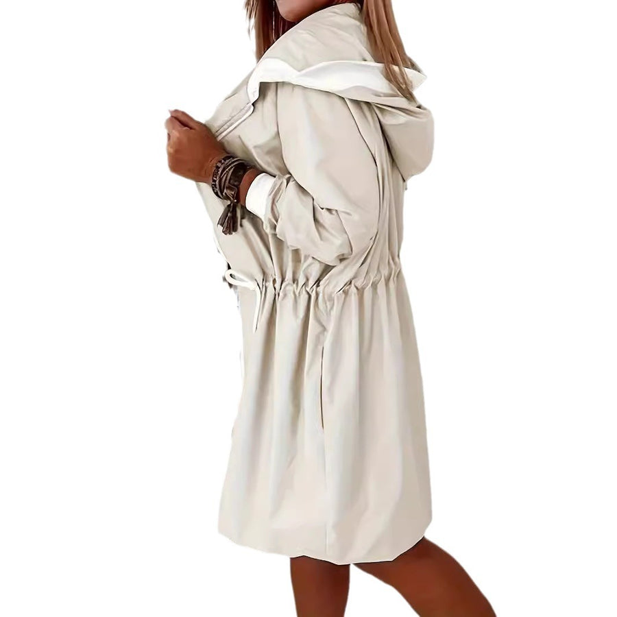 AutumnWinter Casual Minimalist Hooded Womens Trench Coat