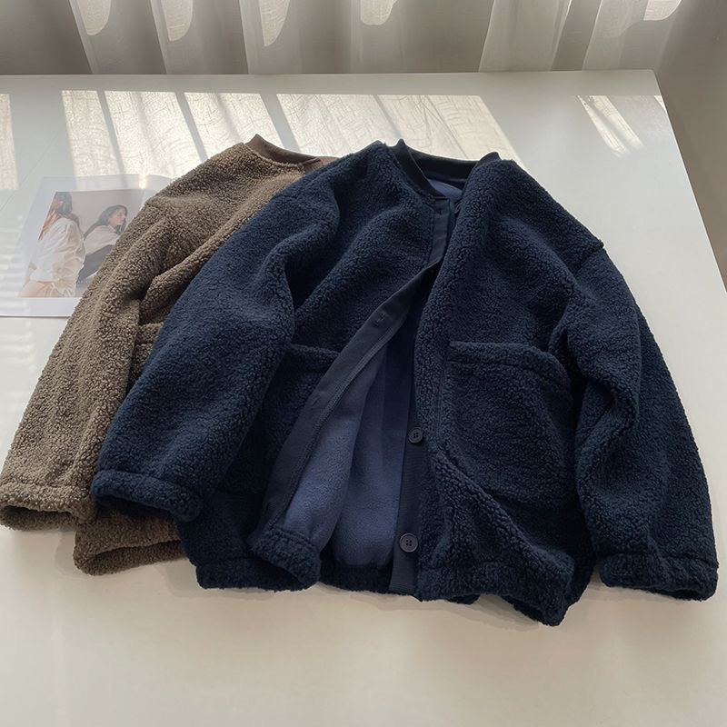 Brushed Thickened Loose-fitting Cardigan Coat - Trendy Layering