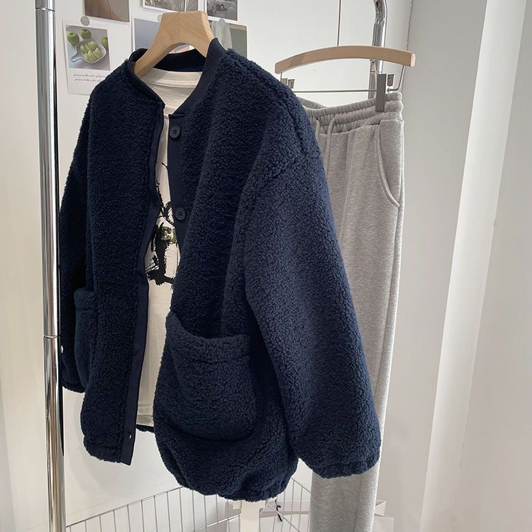 Brushed Thickened Loose-fitting Cardigan Coat - Trendy Layering