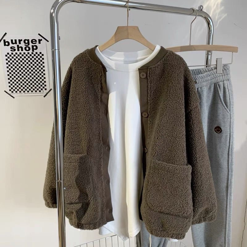 Brushed Thickened Loose-fitting Cardigan Coat - Trendy Layering
