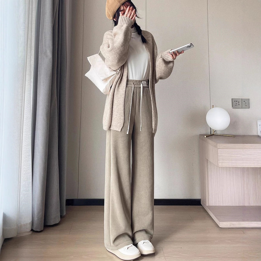 Stylish Corduroy Wide Leg Pants for Women - Autumn & Winter