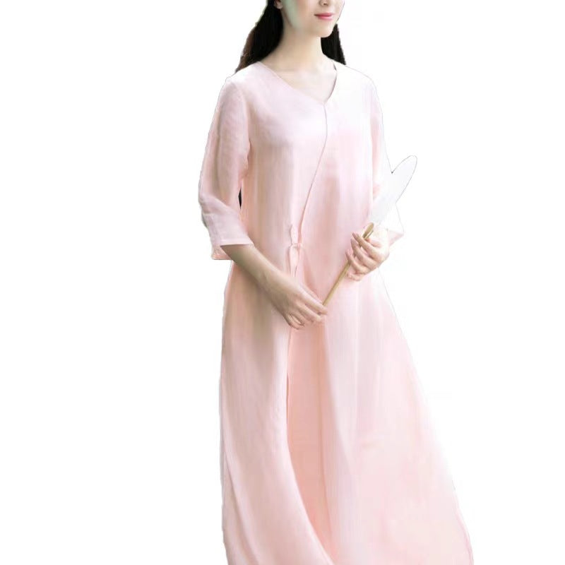 Chinese-style Lightweight and Flowing Ramie Dress