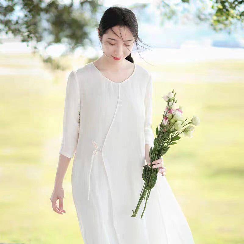 Chinese-style Lightweight and Flowing Ramie Dress