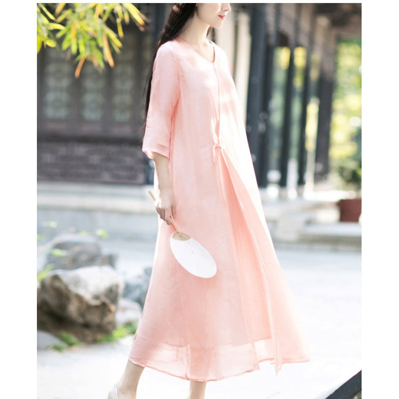 Chinese-style Lightweight and Flowing Ramie Dress