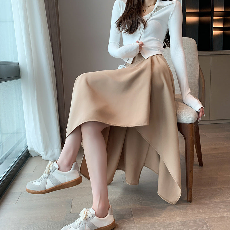 Versatile Casual Asymmetrical Midi Skirt for Women