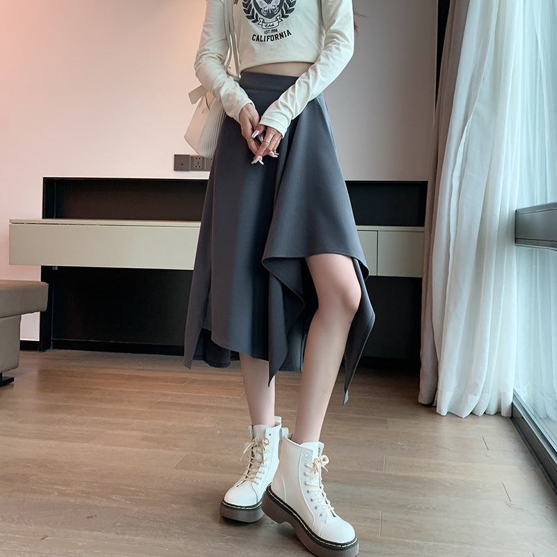 Versatile Casual Asymmetrical Midi Skirt for Women