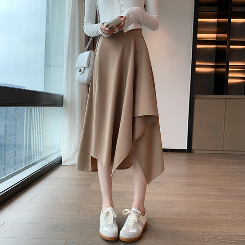 Versatile Casual Asymmetrical Midi Skirt for Women