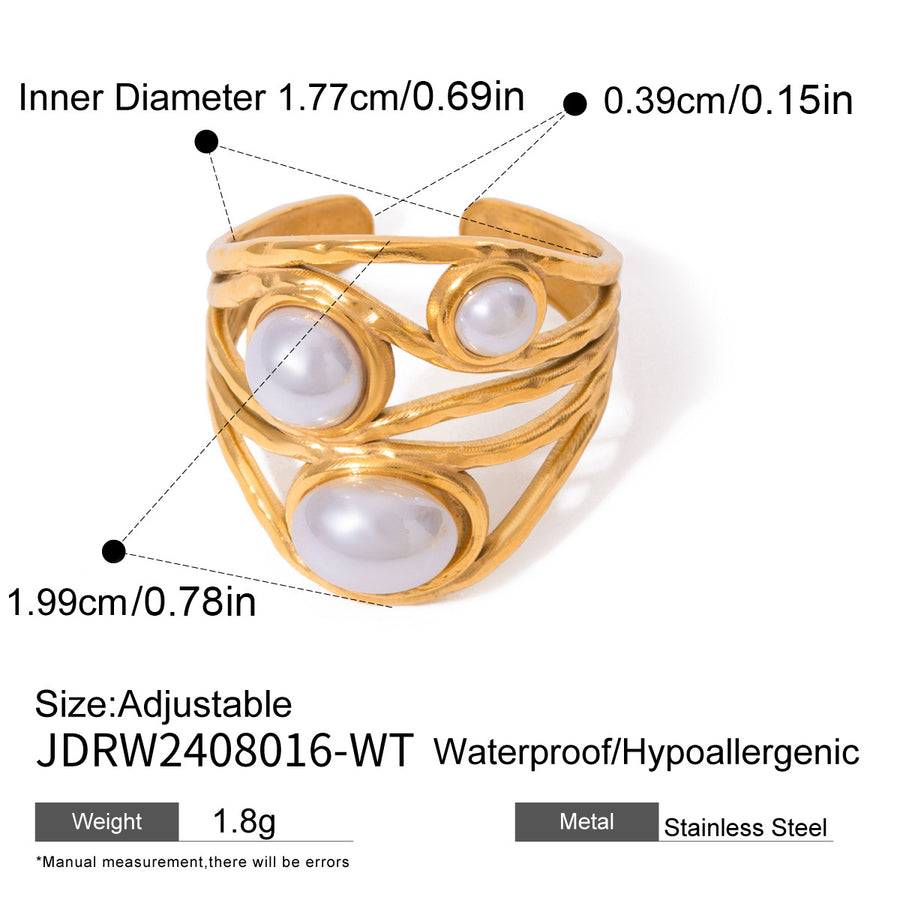 Natural Stone Stainless Steel Open Ring - Perfect for Pilates