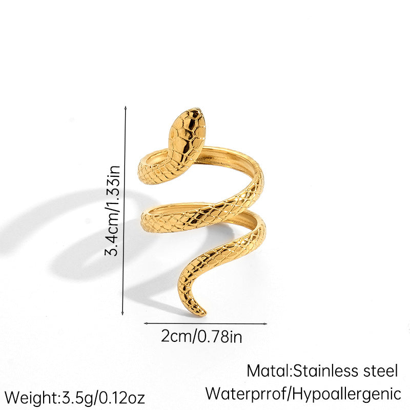 Stylish Stainless Steel Snake Ring - Statement Ring from Europe & America