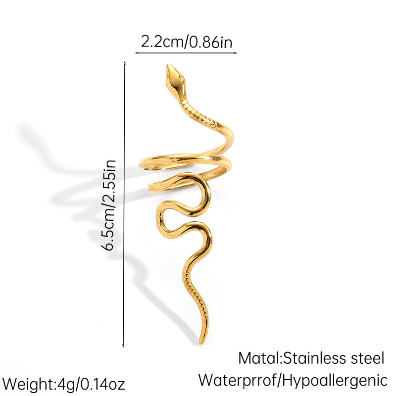 Stylish Stainless Steel Snake Ring - Statement Ring from Europe & America