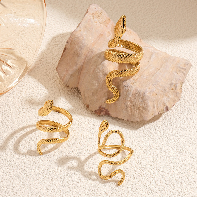 Stylish Stainless Steel Snake Ring - Statement Ring from Europe & America