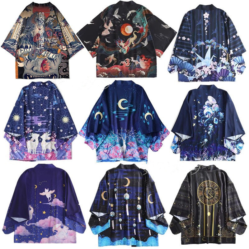 Cross Border Best Selling Ukiyo E Style Denim Jacket