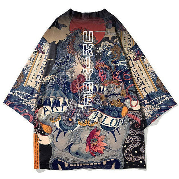 Cross Border Best Selling Ukiyo E Style Denim Jacket