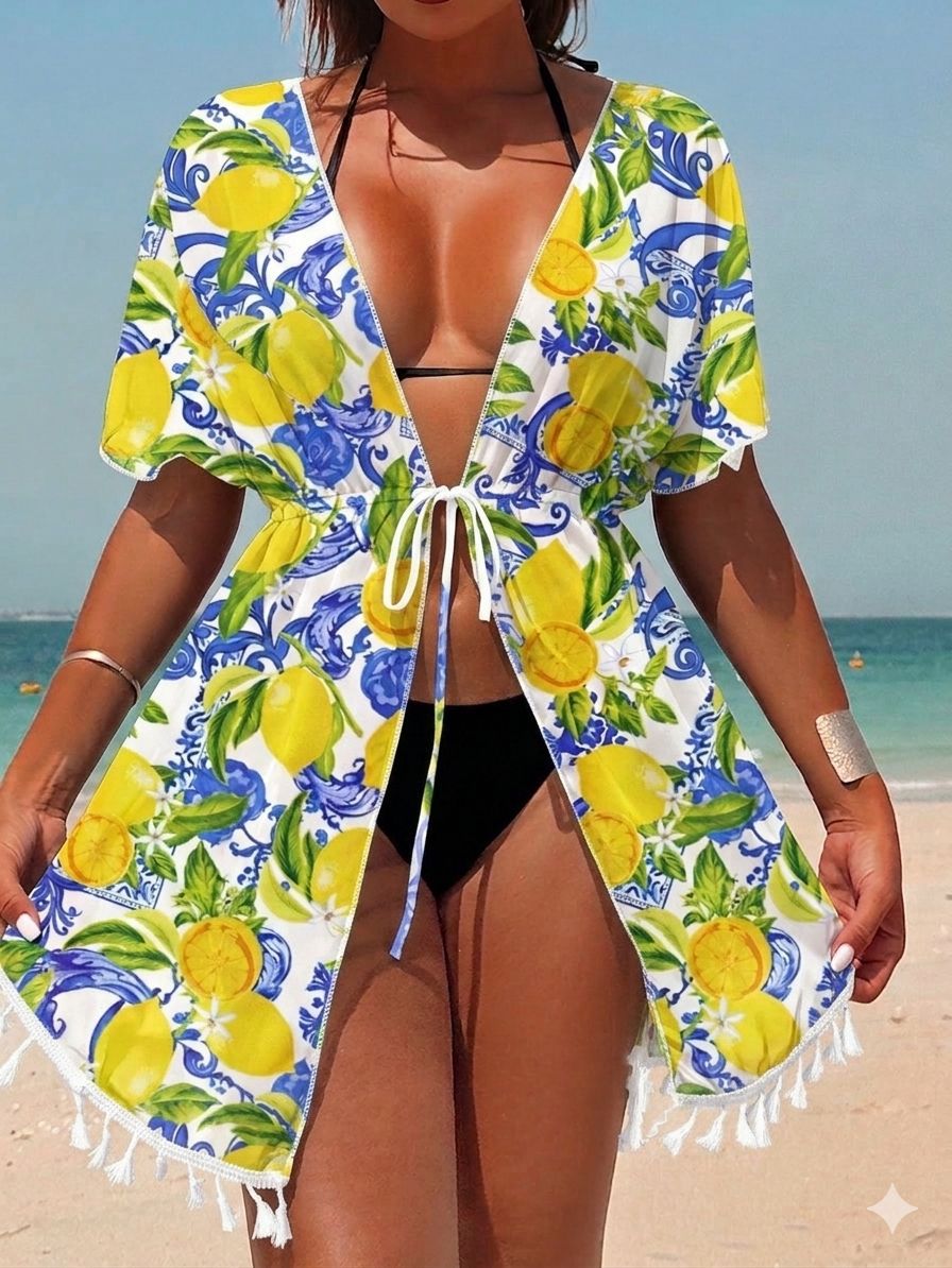 Irregular Tassel Cardigan Resort Dress for Effortless Style