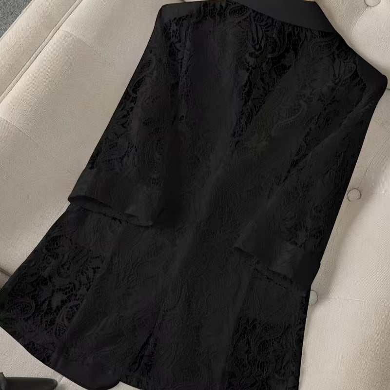 Fashionable Lace-Panel Blazer for Women - Chic Style