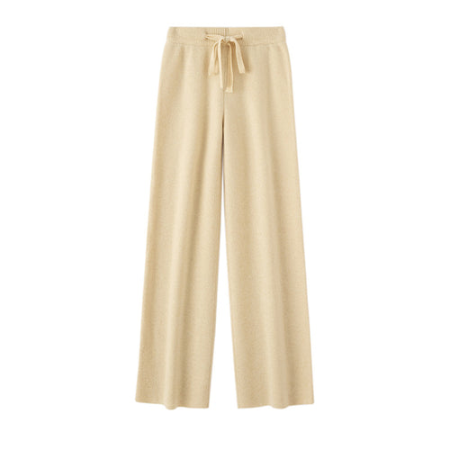 High-Waisted Drapey Wool Knit Wide-Leg Pants for Women