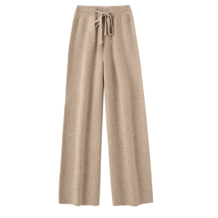 High-Waisted Drapey Wool Knit Wide-Leg Pants for Women