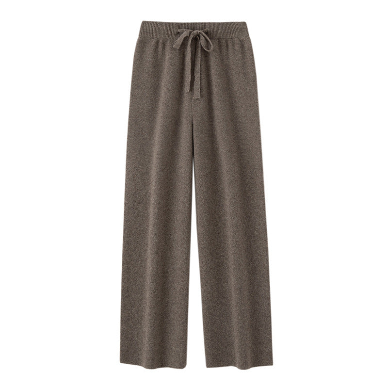 High-Waisted Drapey Wool Knit Wide-Leg Pants for Women