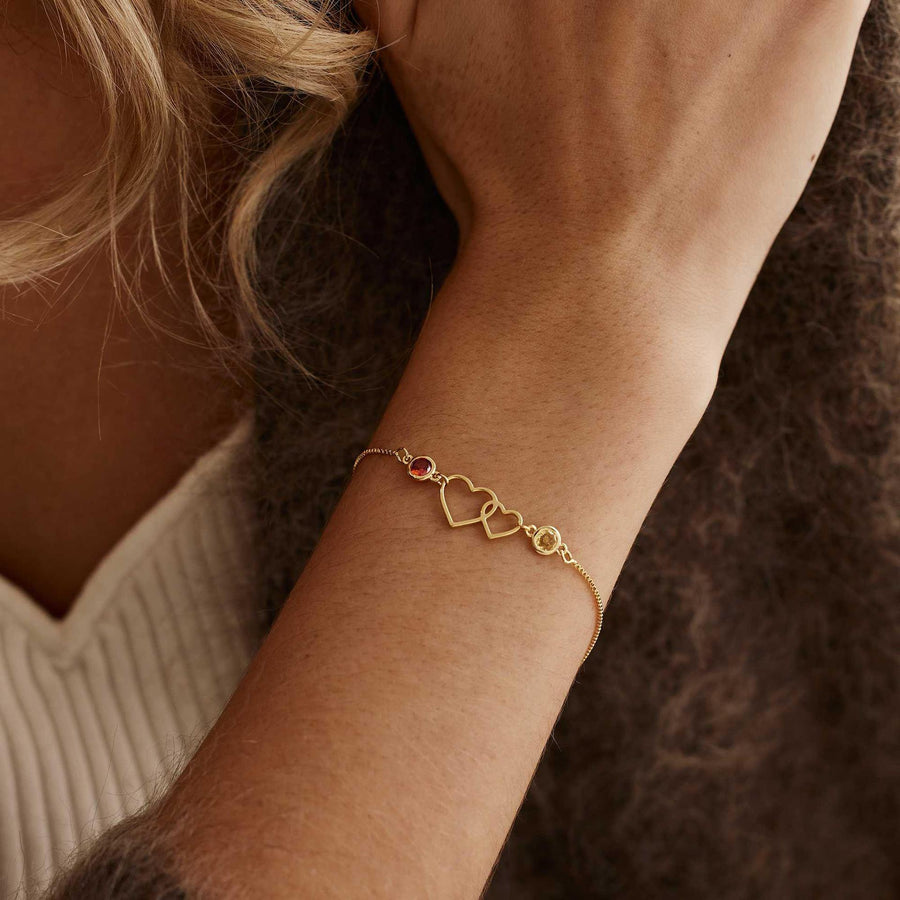 Fashionable Lightly Luxurious Double-heart Tennis Bracelet