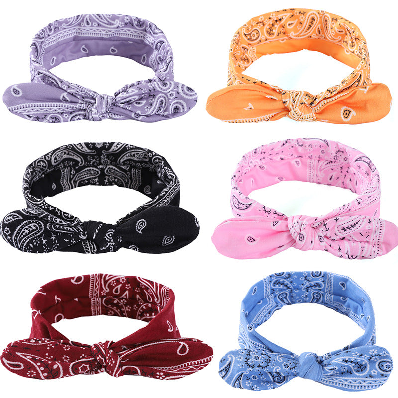 Rabbit-ear Knot Elastic Waist Fruit Flower Hairband