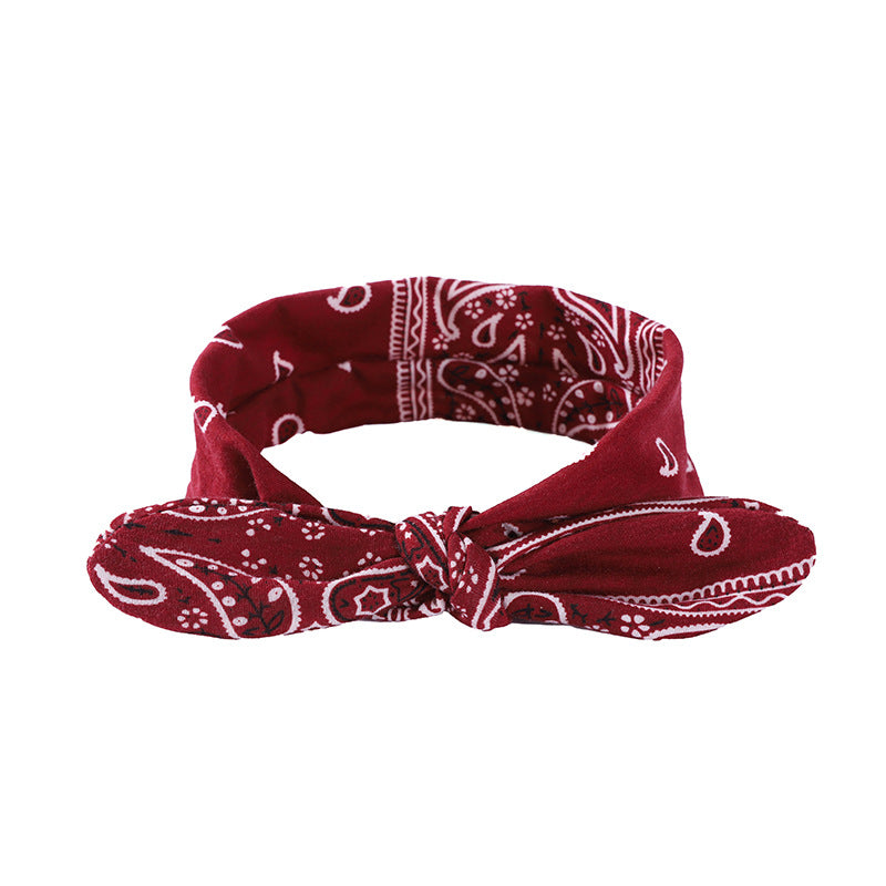 Rabbit-ear Knot Elastic Waist Fruit Flower Hairband