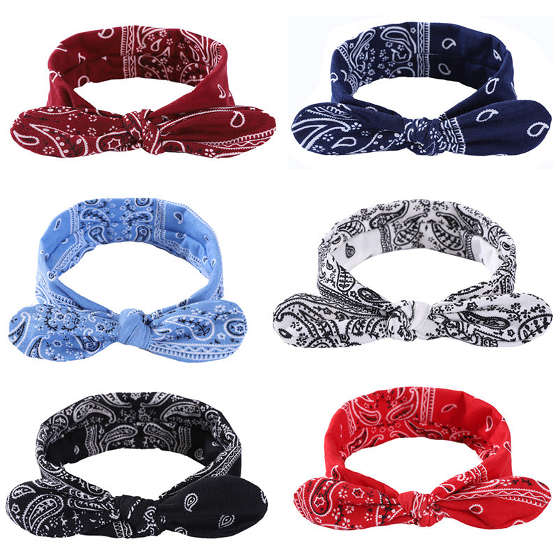 Rabbit-ear Knot Elastic Waist Fruit Flower Hairband