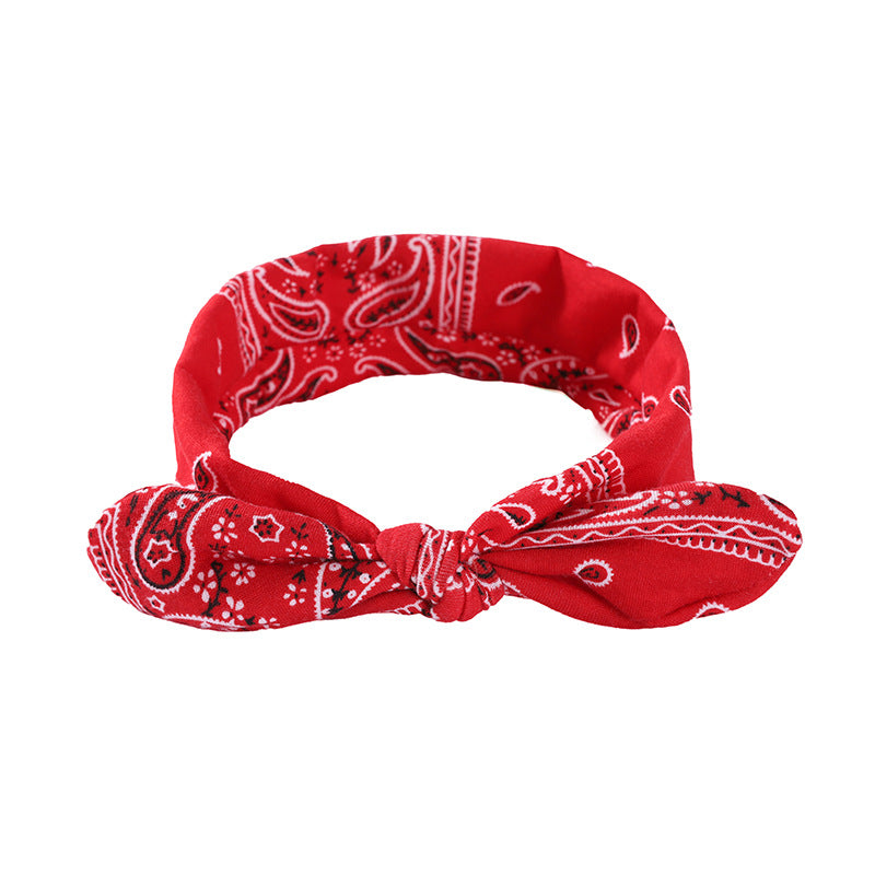 Rabbit-ear Knot Elastic Waist Fruit Flower Hairband