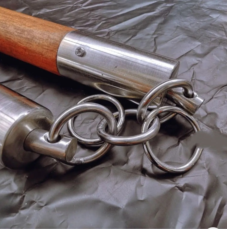 Solid Wood Three-section Staff with Statement Ring