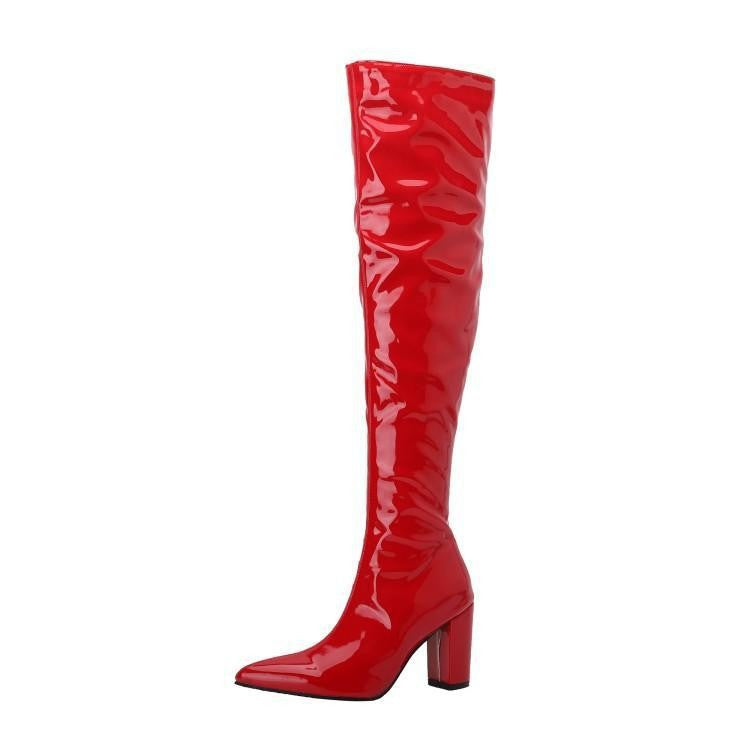 Stylish Pointed-Toe High-Heeled Chunky Women's Boots