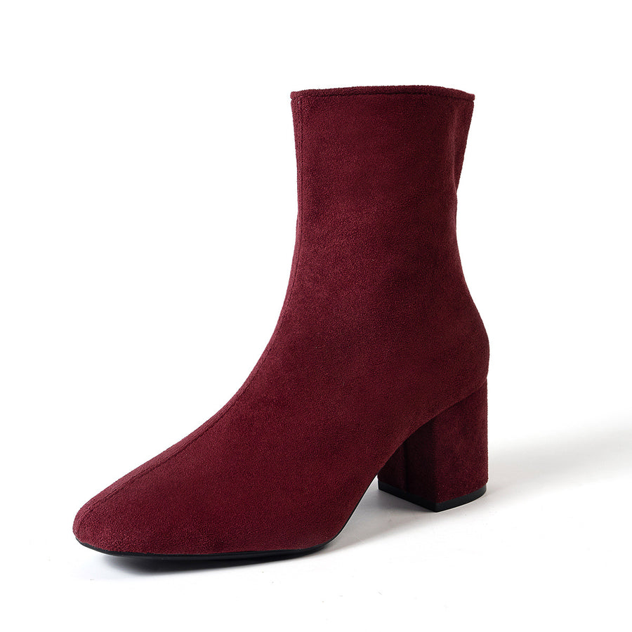 Stylish Side-zip Large-size High-heeled Ankle Boots for Women