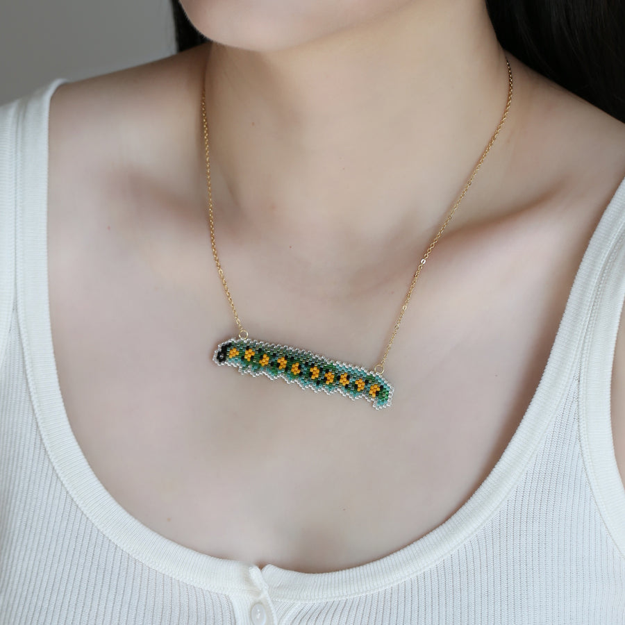 Hand-knitted Beaded Pendant Necklace for Unique Style