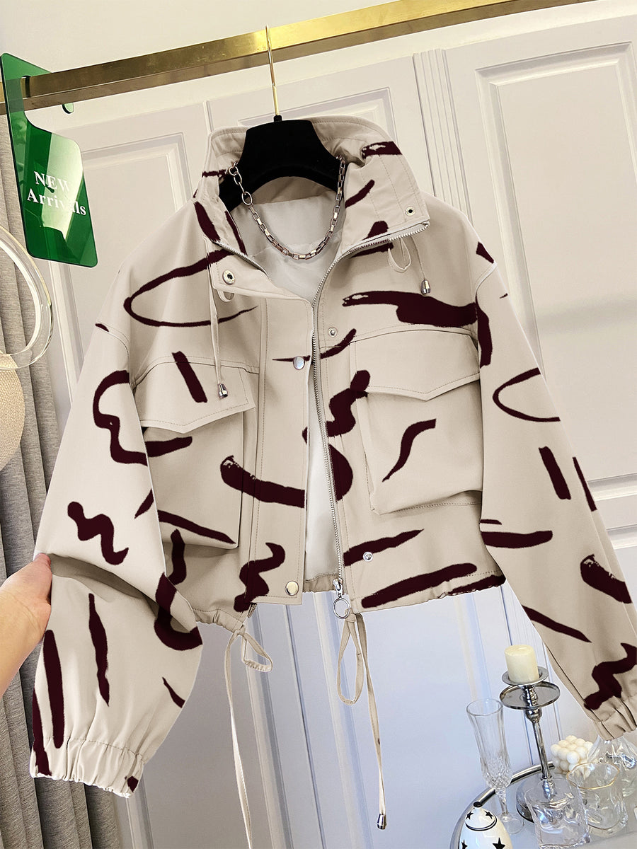 European and American-style Cropped Workwear Jacket for Women