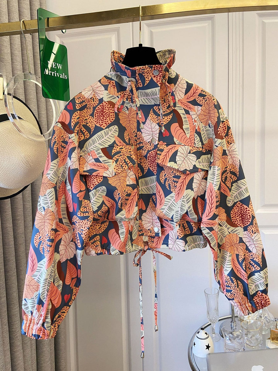 European and American-style Cropped Workwear Jacket for Women