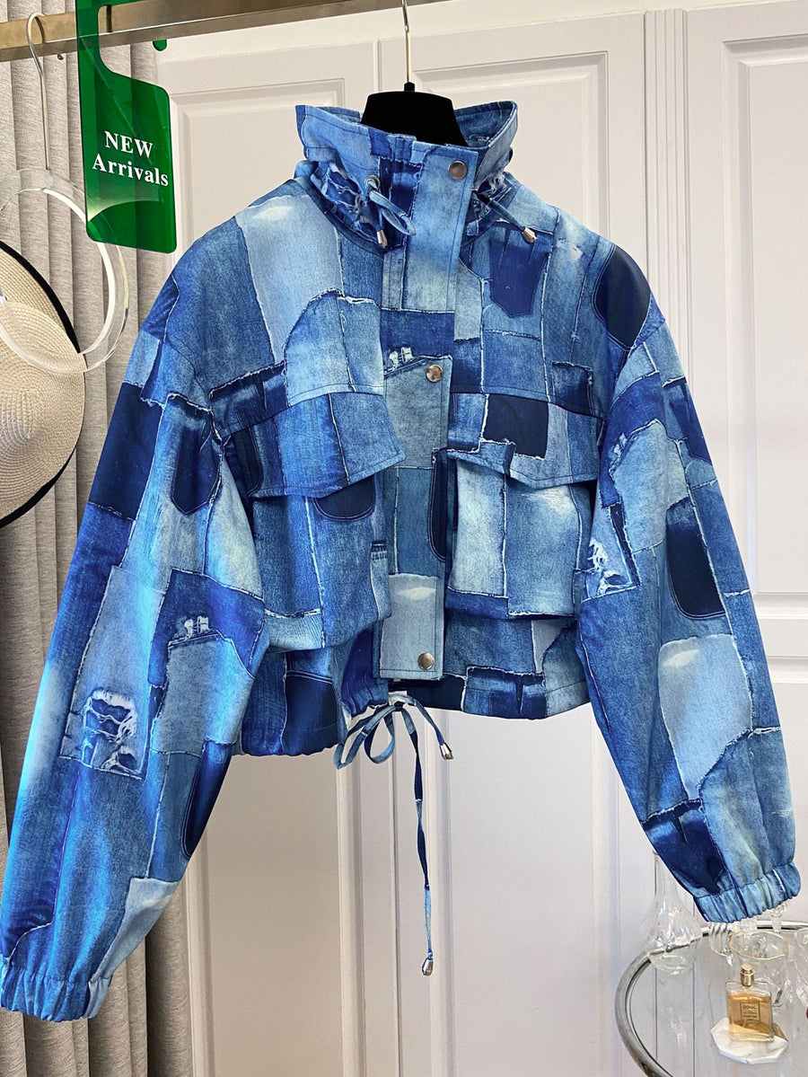 European and American-style Cropped Workwear Jacket for Women