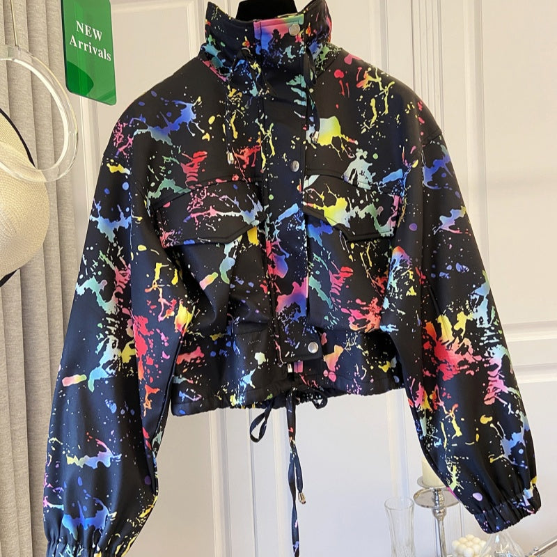 European and American-style Cropped Workwear Jacket for Women