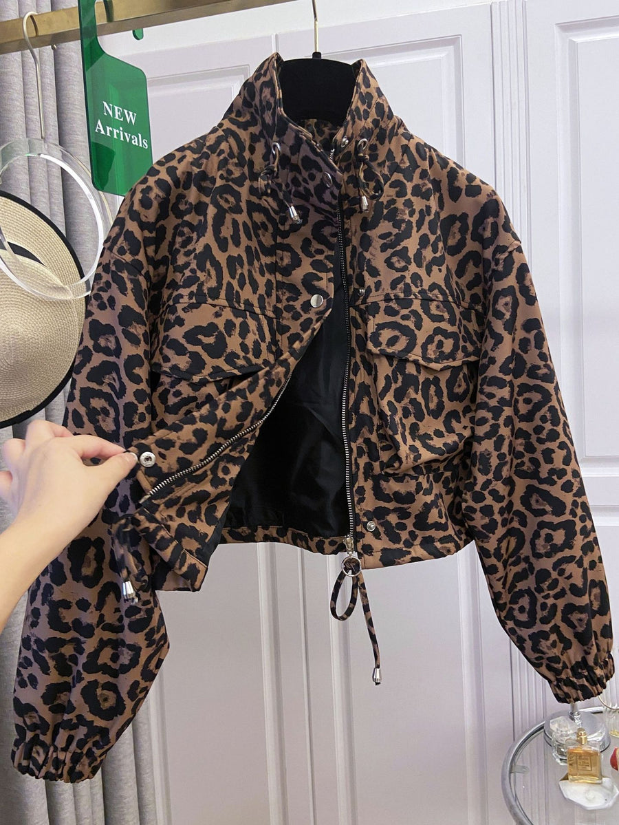 European and American-style Cropped Workwear Jacket for Women