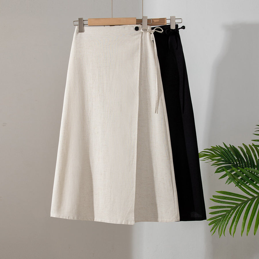 Retro Linen One-Piece Skirt for Women - Stylish Mini Skirt