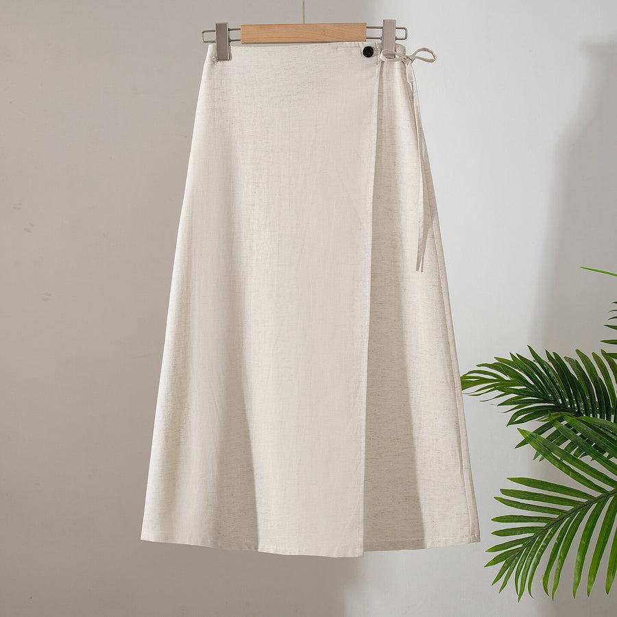 Retro Linen One-Piece Skirt for Women - Stylish Mini Skirt