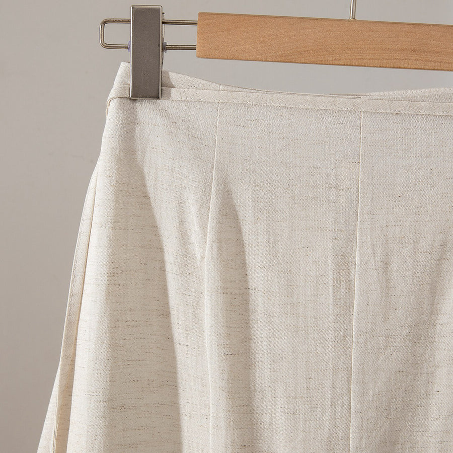 Retro Linen One-Piece Skirt for Women - Stylish Mini Skirt