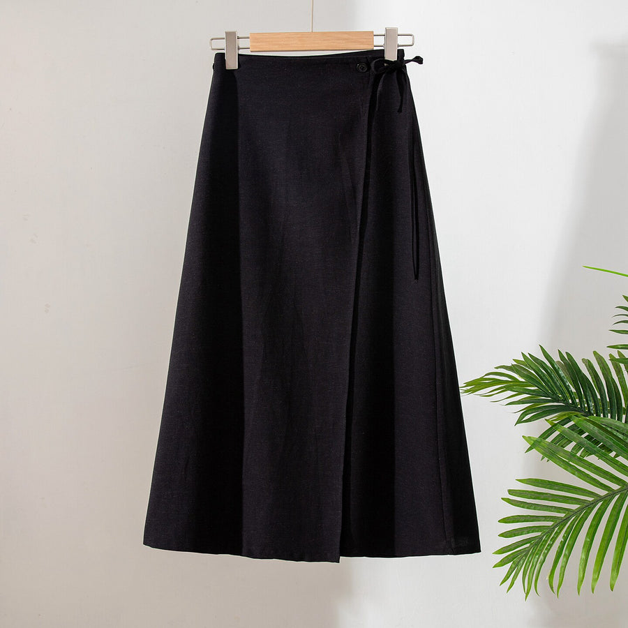 Retro Linen One-Piece Skirt for Women - Stylish Mini Skirt