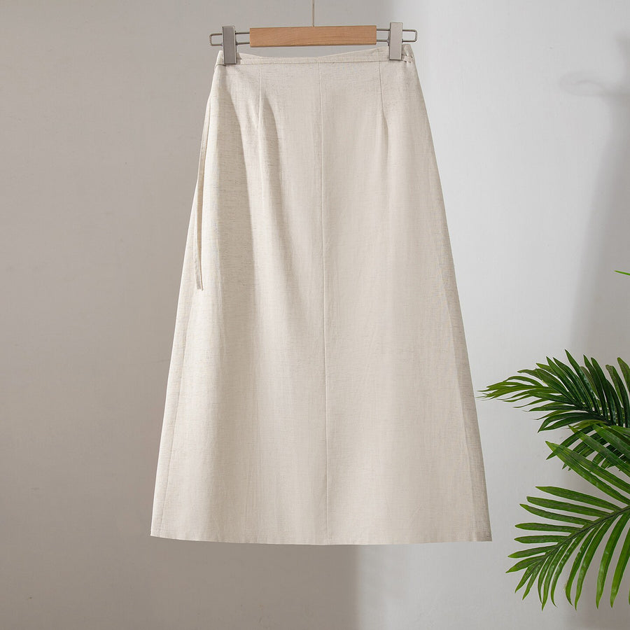 Retro Linen One-Piece Skirt for Women - Stylish Mini Skirt