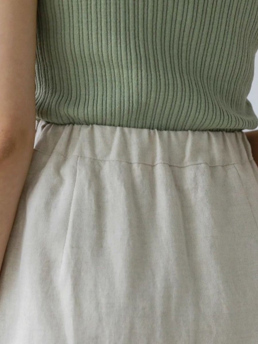 Womens Linen Straight Skirt With Side Slits - Trendy Mini Skirt