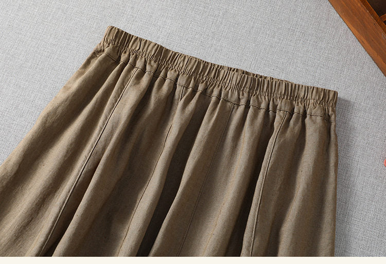Simple Solid-Color Artistic Mini Skirt for Women